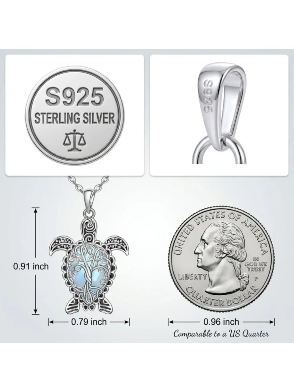 Sterling Silver Sea Turtle Necklace | Tree of Life Pendant Jewelry for Women